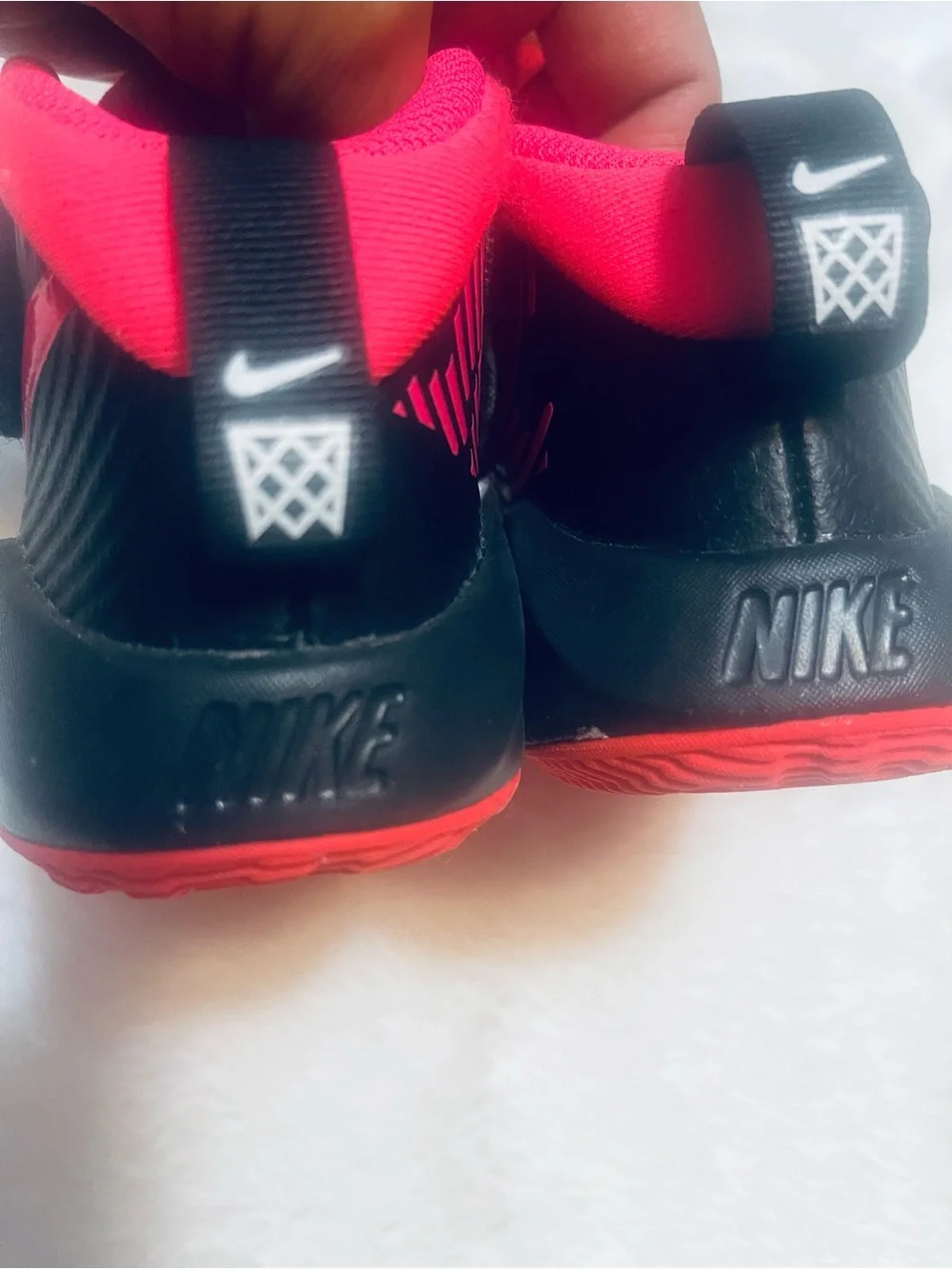 Nike Kids TeamHustle High-Top Sneakers - Black & Red